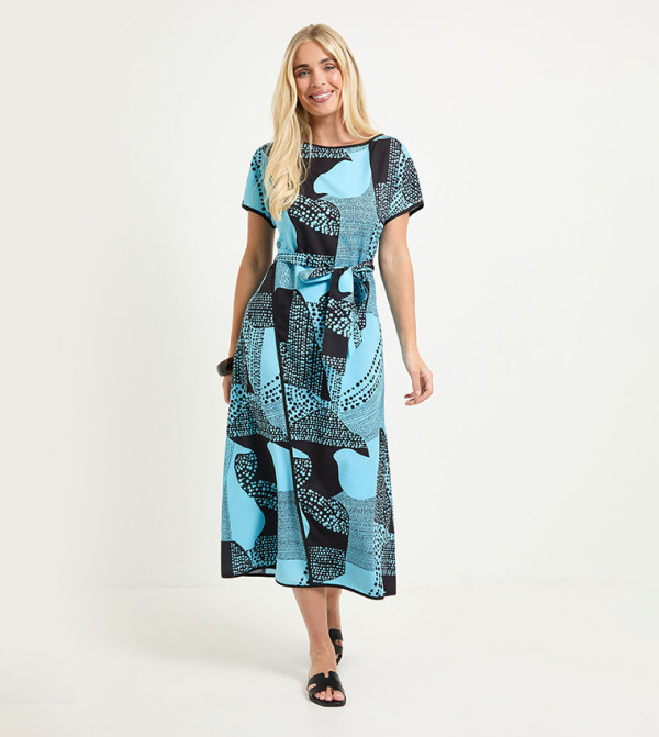 Petite Geo Print Wrap Midi Dress