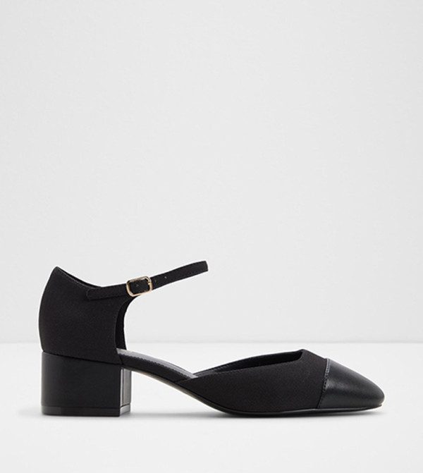 PENSARN Ankle Strap Block Heel Pumps