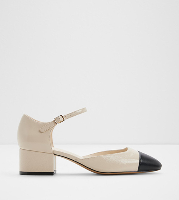 PENSARN Ankle Strap Block Heel Pumps