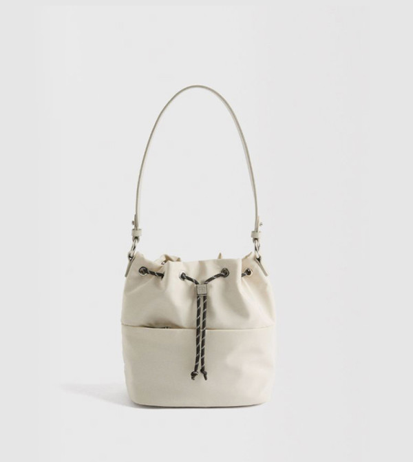 Drawstring Closure Nylon Bucket Bag