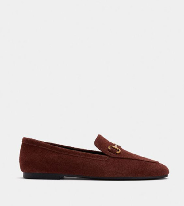 Metal Accent Leather Loafers