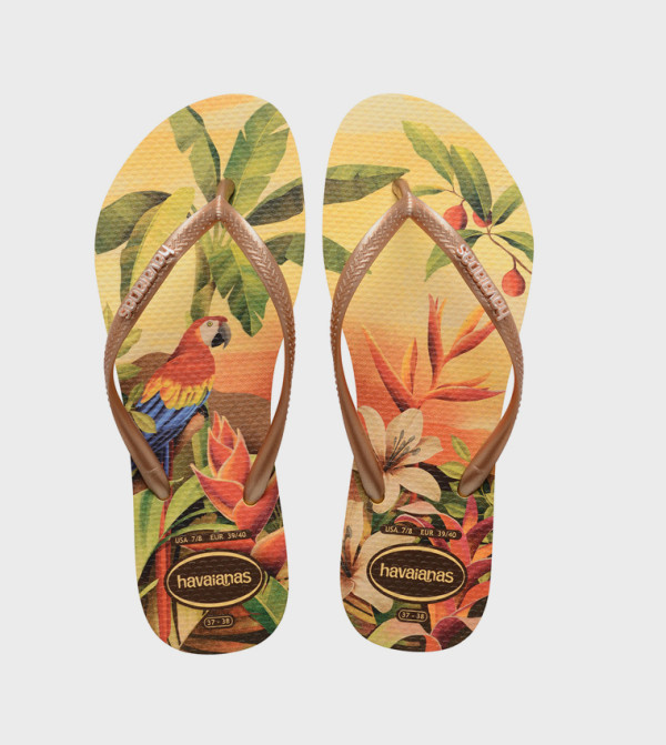 Slim Tropical Print Flip-Flops