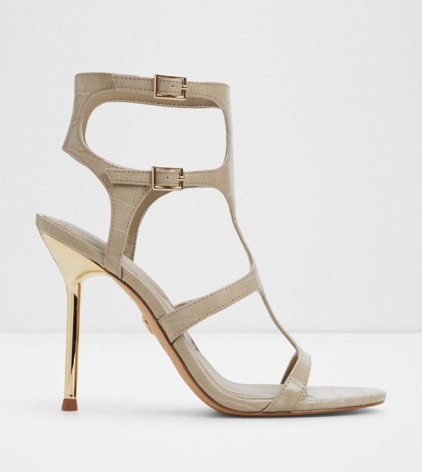 QUINTINA Textured Cage Heeled Sandals