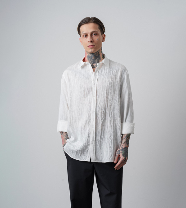 Embroidered Long Sleeves Oversized Shirt