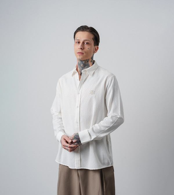 Star Embroidered Long Sleeves Oversized Shirt