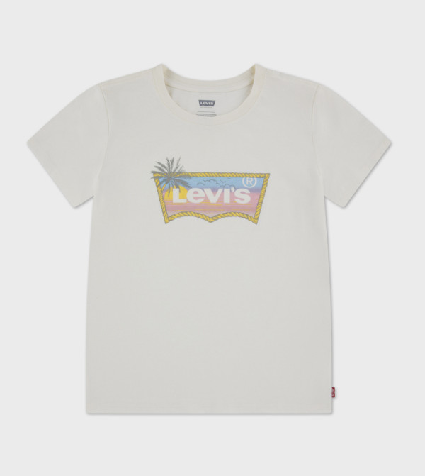 تيشيرت بطبعة شعار وكم قصير 