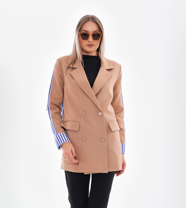 Stripe Detail Double Breasted Blazer