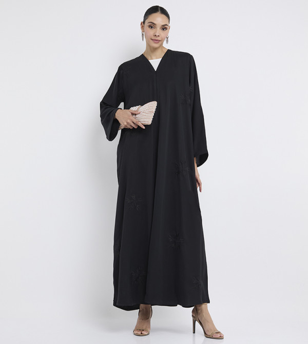 Embroidered V-Neck Abaya