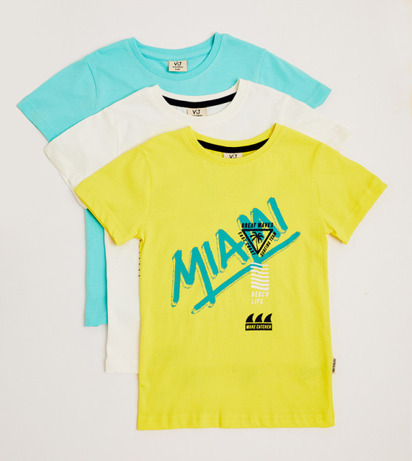 تيشيرت بطبعة جرافيكية - 3 قطع 