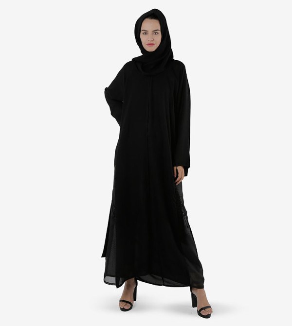 عباية بأكمام طويلة - أسود