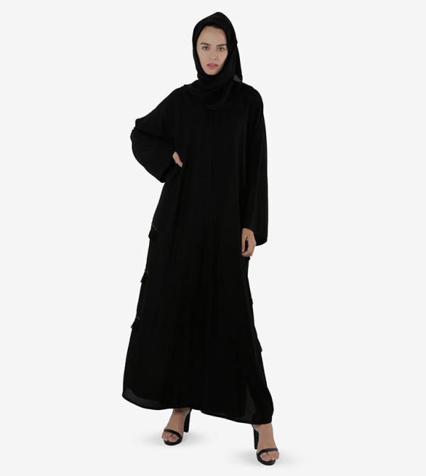 Bead Embellished Wide Sleeves Abaya