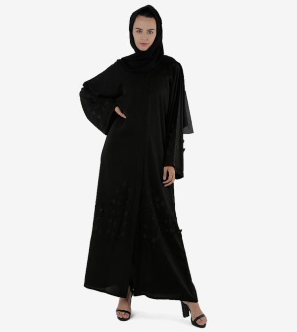 Embroidered Front Open Long Sleeves Abaya