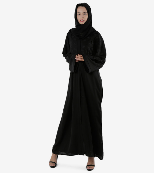 Long Sleeves Open Front V-Neck Abaya