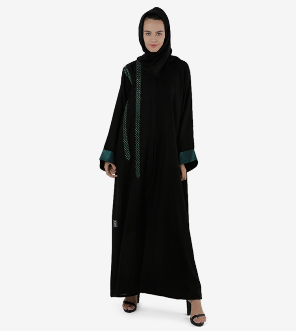 Long Sleeves Open Front V-Neck Abaya