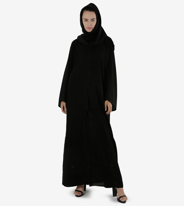 Bead Embellished Wide Sleeves Abaya