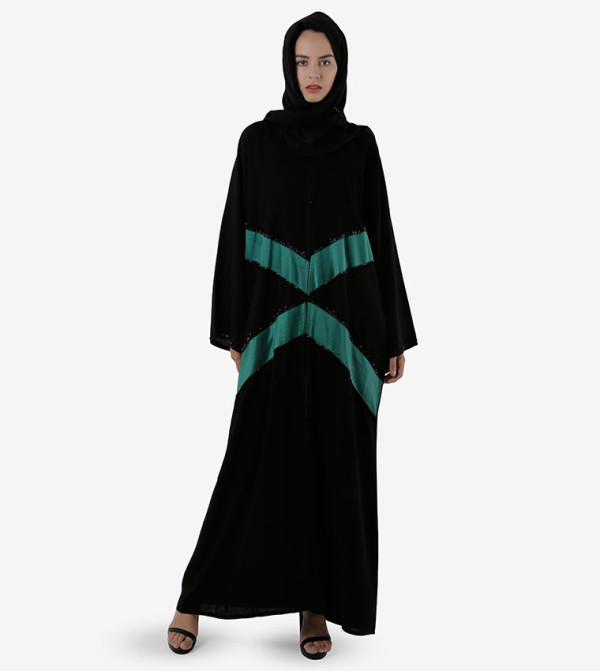 Color Block Wide Sleeves Abaya