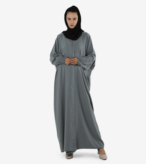Pleated Cuff V-Neck Abaya
