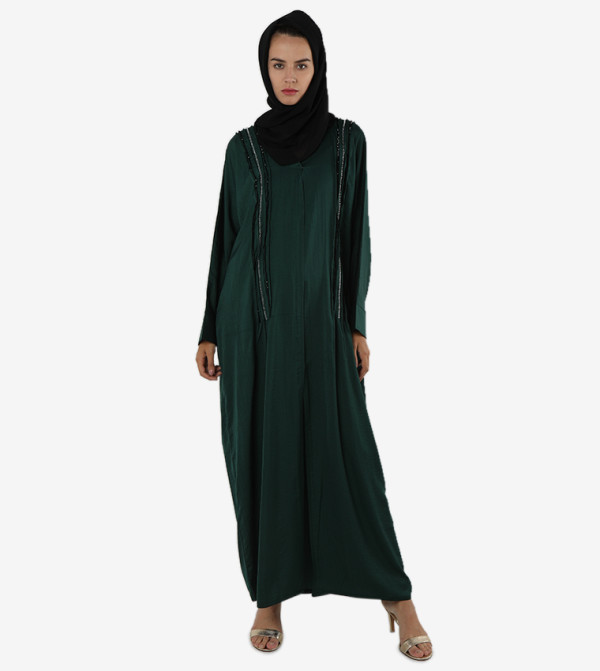 Embroidered Front Open Long Sleeves Abaya