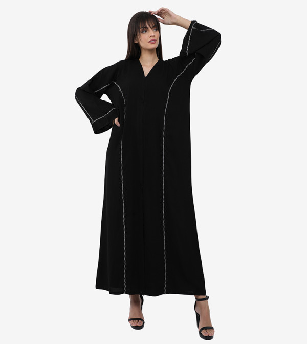 Long Sleeves V Neck Abaya