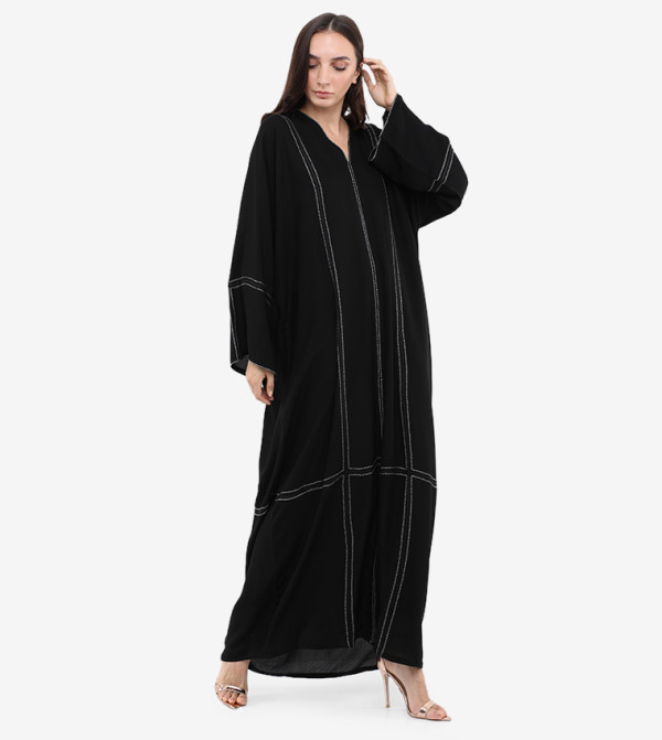 Long Sleeves V Neck Abaya