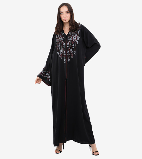 Abaya-Black/Color Embroidary