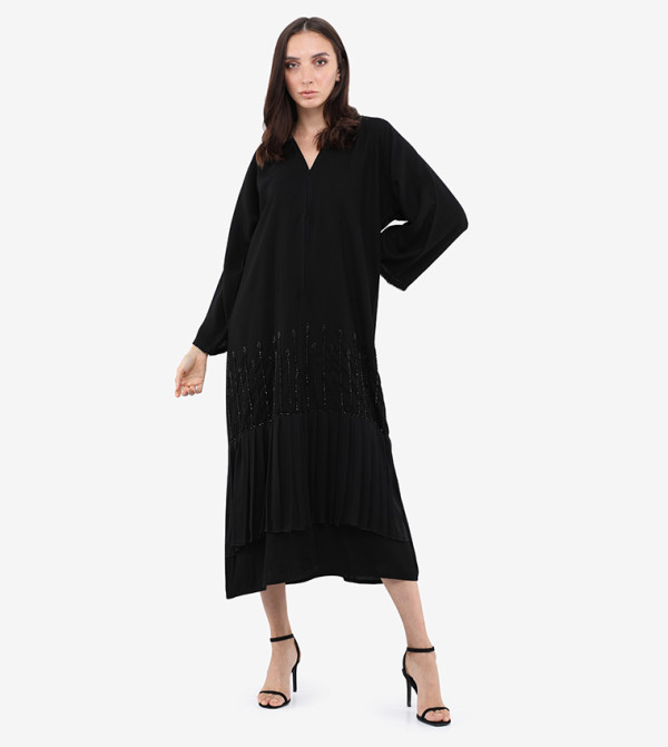 Abaya-Black/Stone Handwork