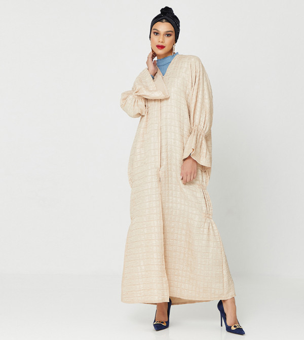 Textured Elastic Long Sleeves Abaya