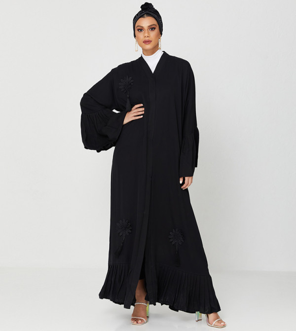 Abaya With Embroidery Work-Black