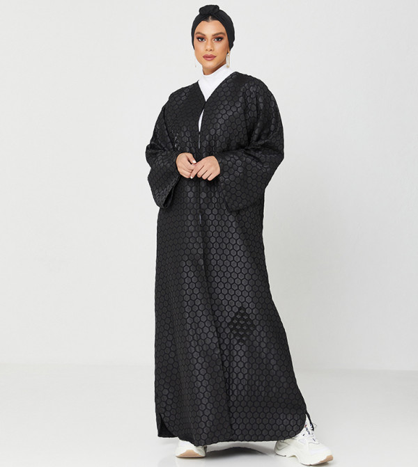 Abaya Design With Stone Hand Work-Black