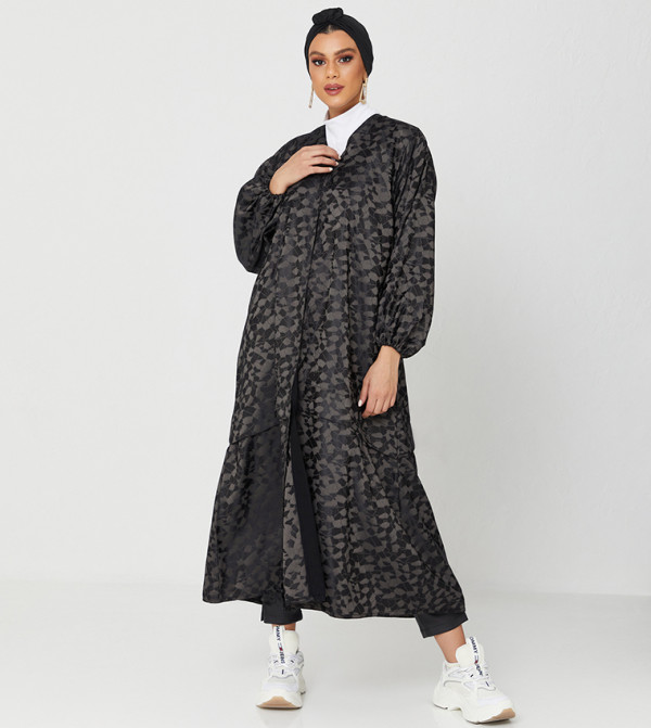 Abaya Design With Shaded Frills-Multi