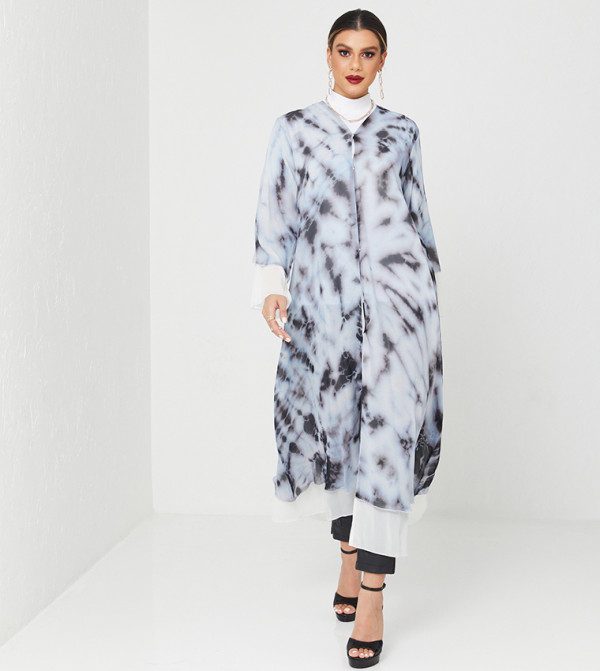 Abaya Design With Shaded Frills-Multi