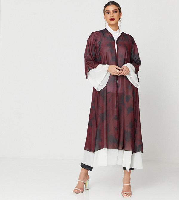 Abaya With White Inner Top Two In One-Multi