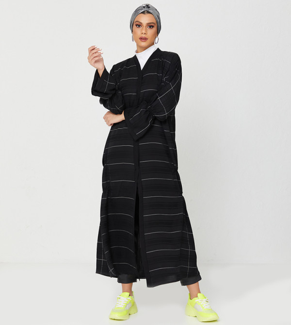 Striped Long Sleeves Abaya