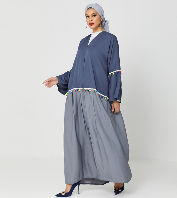Pom Pom Detailed Long Sleeves Abaya