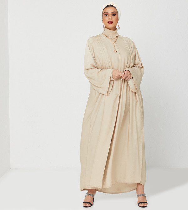 Abaya With Frills And Design With Stone Hand Work-Gold