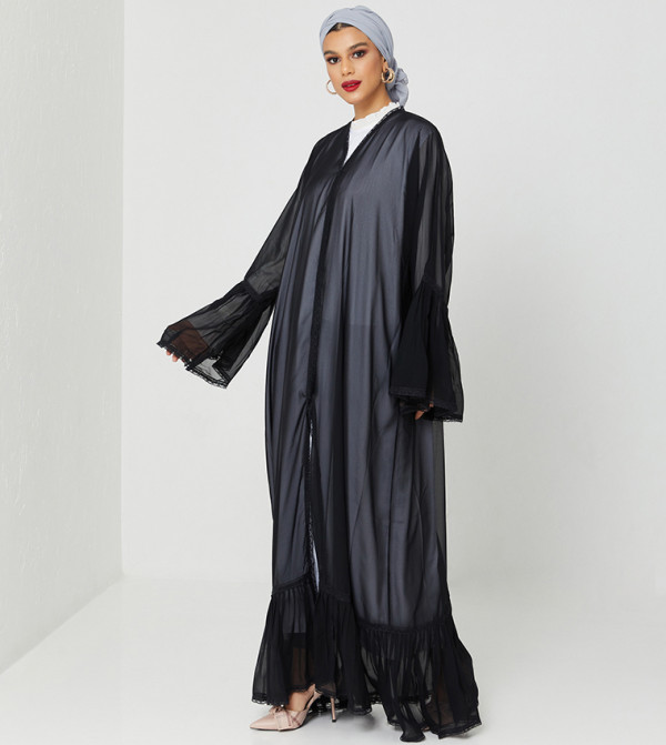 Long Sleeves Tulle Sleeves Abaya