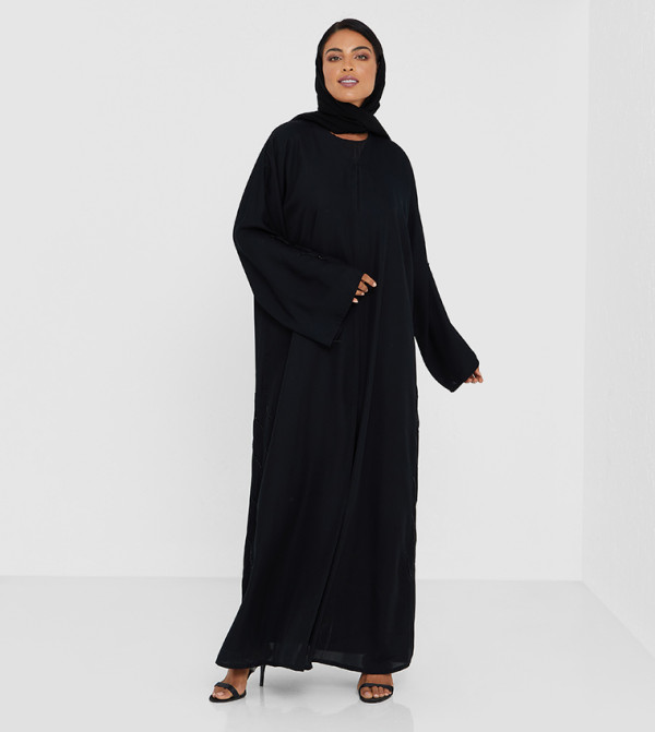 Black Color Abaya With Black Stoe Hand Work 