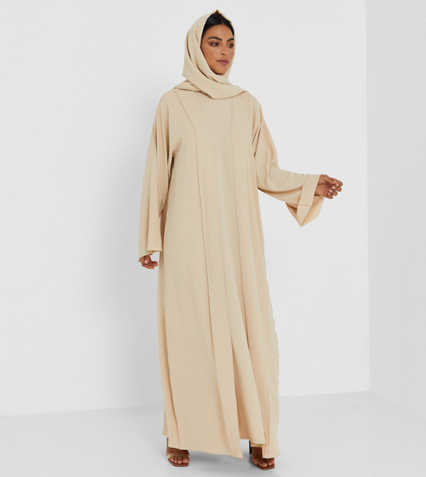 Light Color Abaya With Same Color Inner Top And Pico Design Two Pcs Abaya