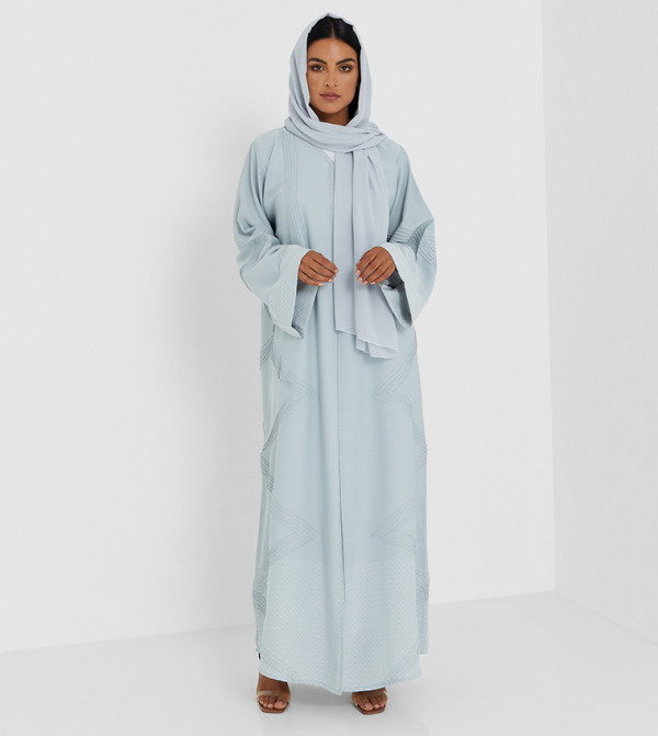Skyblue Color Abaya With Piping Design Full Body