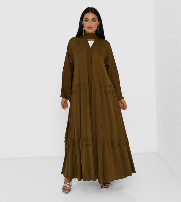 Henn Agreen Color Abaya On Pico Design As Umbrella Shape