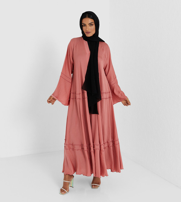 Pink Color Abaya With Pico Design