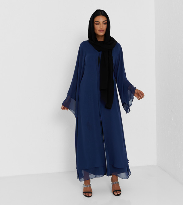Blue Color Three Layers Abaya