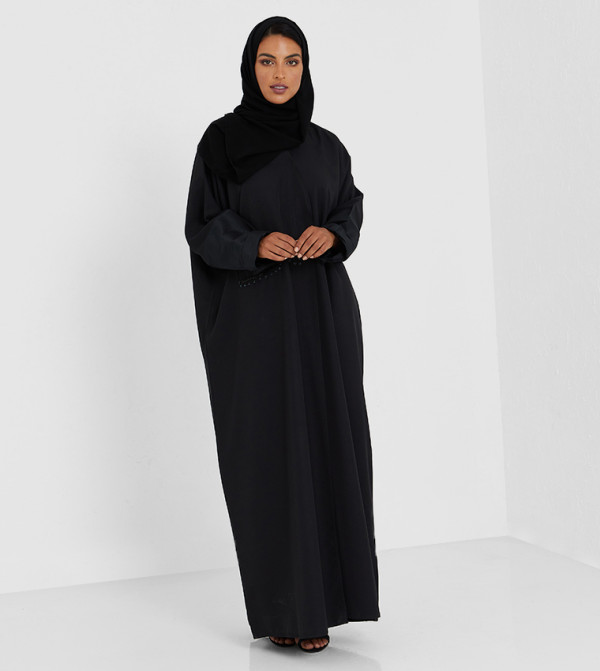 Solid Puff Sleeves Abaya