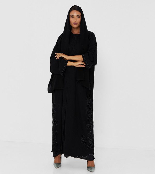 Black Color Abaya With Black Stone Ary Hand Work 