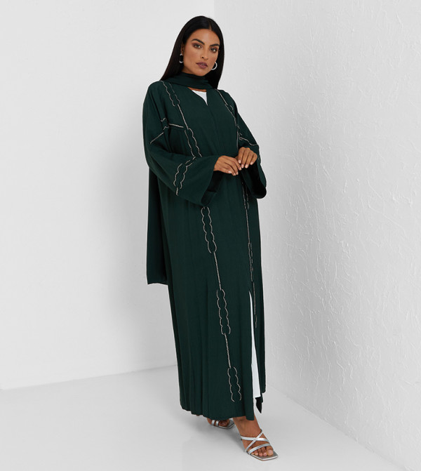 Colour Block Flare Sleeves Abaya 