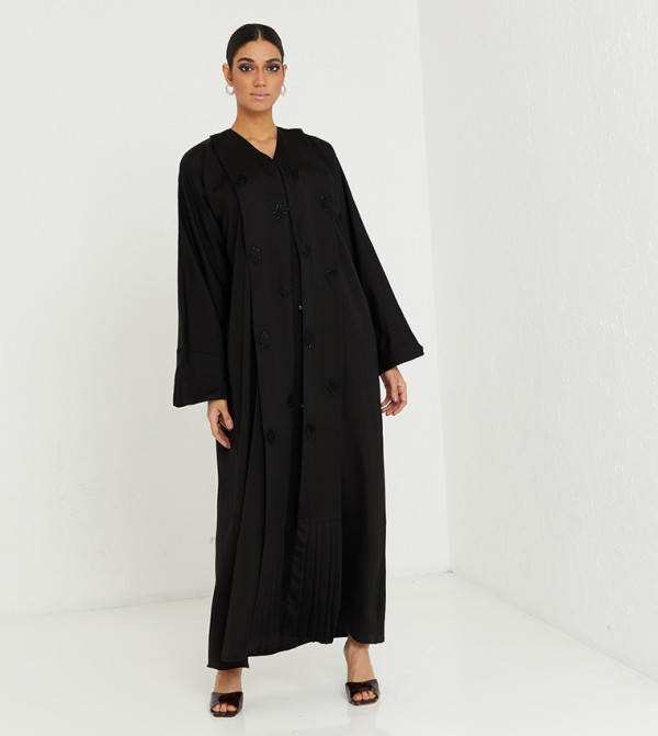 Black Stone Hand Work And Freels Design And Sleeves Corner Folding