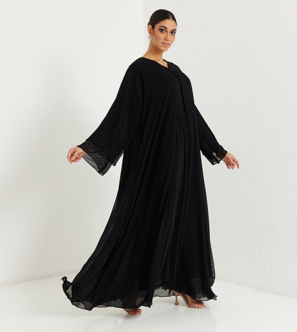 Black Stone Hand Work Two Layers Both Side And Sleeves