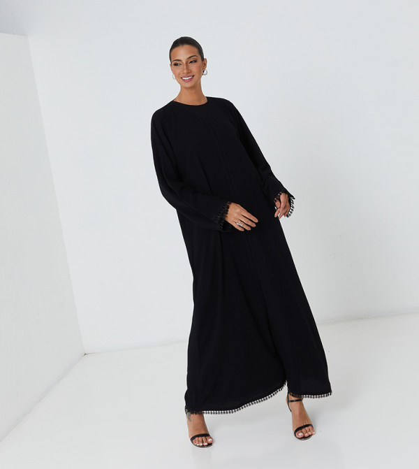 Black Laise Bottom And Sleeves Design