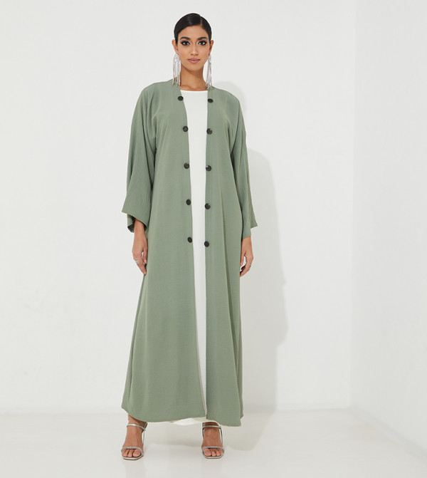 Casual Bottoned Abaya with Inner Dress