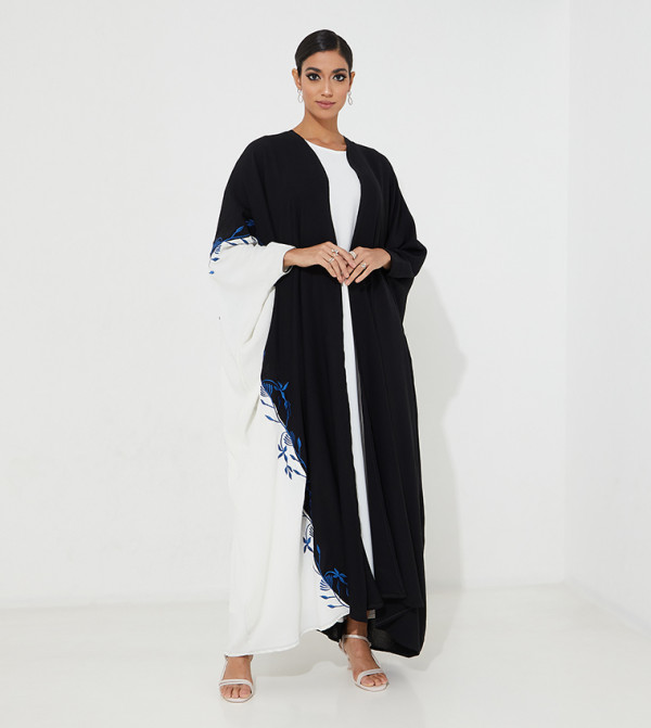 Color Block Embroidered Abaya with Inner Dress